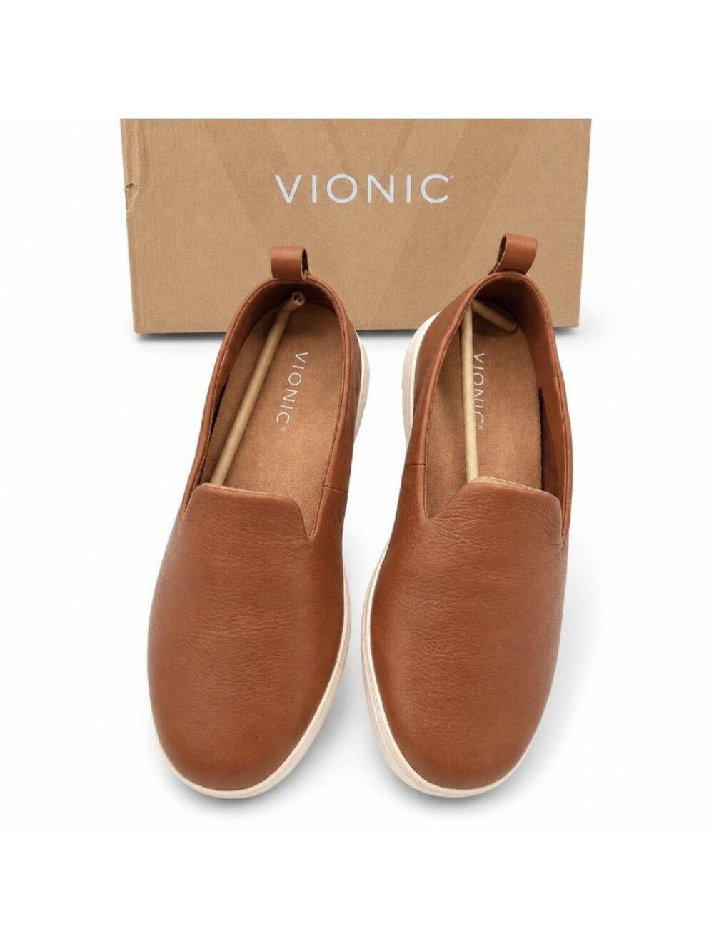 Vionic Uptown Willa Tan Leather Slip On Sneakers Women’s 8 Wide Arch Support - Picture 7 of 9
